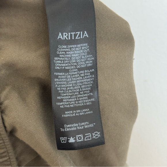 Aritzia TNA cache track Pants olive green pull on elastic waist straight leg M - Picture 13 of 15
